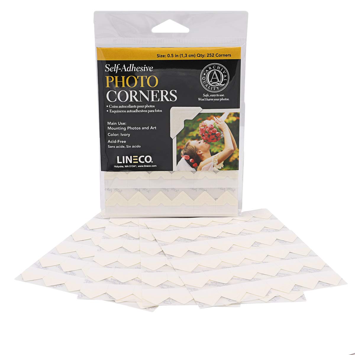 Lineco Ivory Acid-Free 0.5 Archival Photo Corners, Self Adhesive, Pressure  Sensitive, Non-Yellowing, Mount Pictures Without it Touching Tape