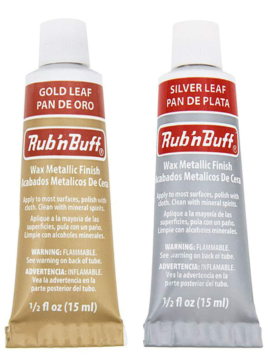 Amaco Rub 'N Buff Wax Metallic Finish, 2 Color Bundle (Gold Leaf, Silver  Leaf)