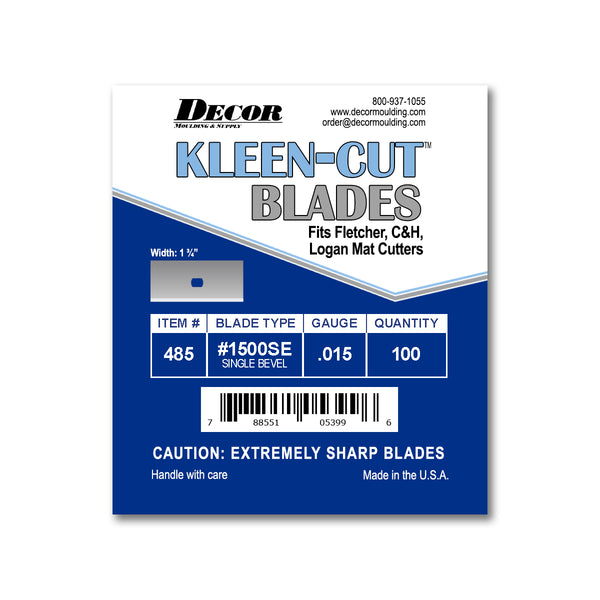 Framer Supply Kleen-Cut™ #1500SE  13/4” Single Edge Blade – 100 Pack, Premium Quality for Thick Rag Board, Bevel Cuts, Precise Cutting