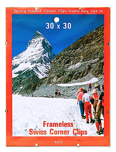 BC Imports Swiss Corner Clips Metal Frame Clips for Pictures up to 30 x 30 inches, 1 Set of 4 Clips