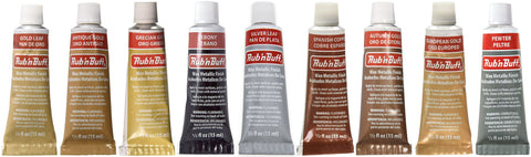 Amaco Rub 'N Buff Wax Metallic Finish, 9 Color Assortment (Gold Leaf, Antique Gold, Grecian Gold, Ebony, Silver Leaf, Spanish Copper, Autumn Gold, European Gold, Pewter)