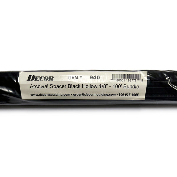 Framer Supply Archival Glass & Art Spacer â€“ Black 1/8", 100 Ft Hollow Bundle (20 x 5' Sticks), pH Neutral Peel-and-Stick Frame Spacer for Archival Framing & Artwork Protection