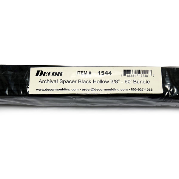 Framer Supply Archival Glass & Art Spacer â€“ Black 3/8", 60 Ft Hollow Bundle (12 x 5' Sticks), pH Neutral Peel-and-Stick Frame Spacer, for Archival Framing, Wall Mount Frames & Artwork Protection