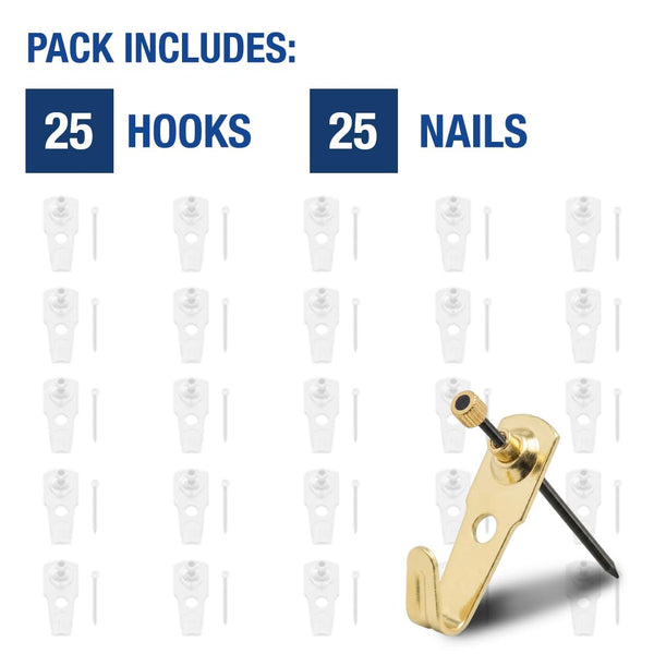 Framer Supply Brass Plated Picture Hangers, 30LB Capacity, Bulk Pack