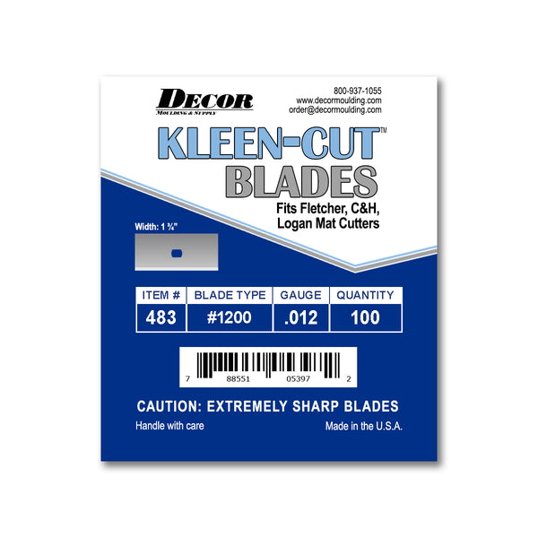 Framer Supply Kleen-Cut™ #1200 13/4” Chisel Point Blade – 100 Pack, Premium Quality for Thicker Boards, Bevel Cuts, Standard Mat Board