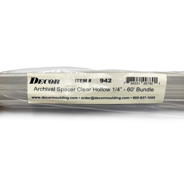 Framer Supply Archival Glass & Art Spacer â€“ Clear 1/4", 60 Ft Hollow Bundle (12 x 5' Sticks), pH Neutral Peel-and-Stick Frame Spacer for Archival Framing & Artwork Protection