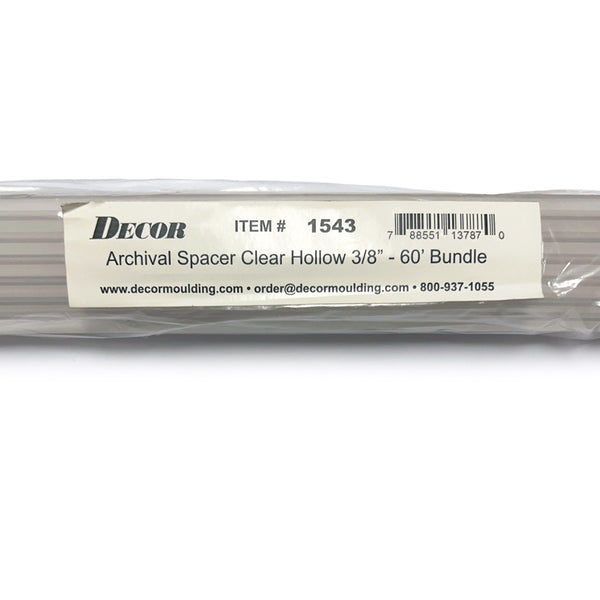 Framer Supply Archival Glass & Art Spacer â€“ Clear 3/8", 60 Ft Hollow Bundle (12 x 5' Sticks), pH Neutral Peel-and-Stick Frame Spacer, for Archival Framing, Wall Mount Frames & Artwork Protection