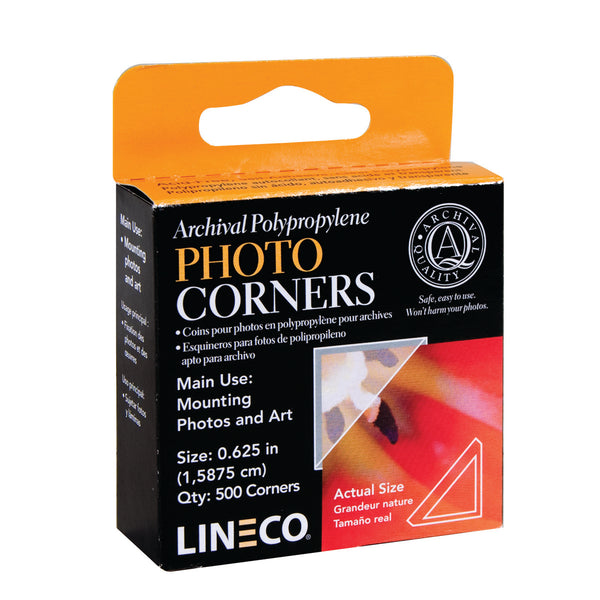 Lineco Infinity 0.625" Clear Acid-Free Archival Photo Corners Self Adhesive, Pressure Sensitive, Non-Yellowing, Mounting for Pictures, Scrapbook, DIY, Displaying Posters (Pack of 500)