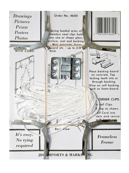 BC Imports Swiss Corner Clips Metal Frame Clips for Pictures up to 30 x 30 inches, 1 Set of 4 Clips