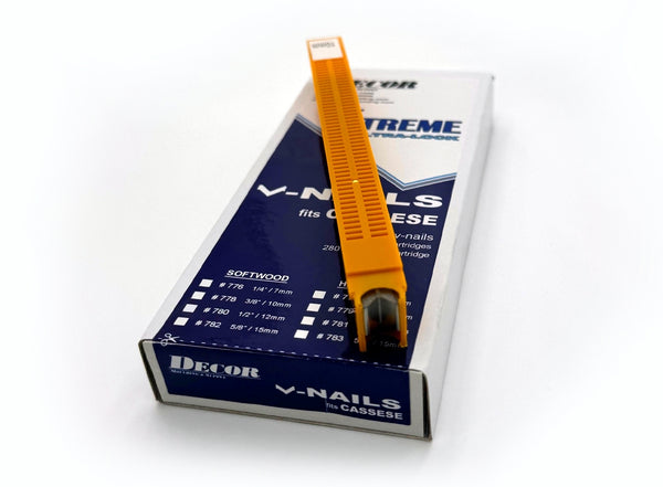 Cassese Cartridges by Framer Supply – 3/8" Softwood V-Nails (280 Nails/Cartridge, 5/Box)