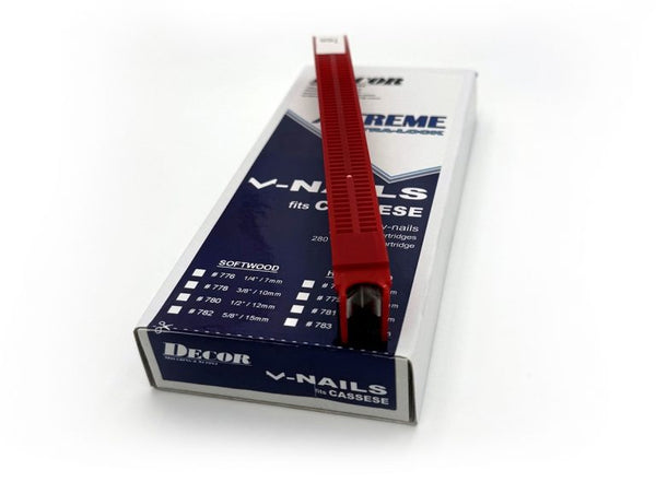Cassese Cartridges by Framer Supply – 1/4" Softwood V-Nails (280 Nails/Cartridge, 5/Box)