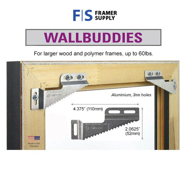 Framer Supply Wall Buddies Heavy Duty Picture Hangers Max 60 LB Wood Frame Hanging Kit, Bulk 25 Pack