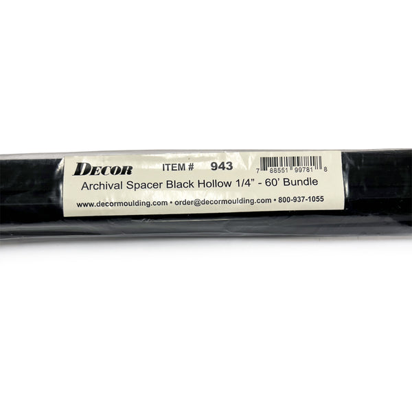 Framer Supply Archival Glass & Art Spacer – Black 1/4", 60 Ft Hollow Bundle (12 x 5' Sticks), pH Neutral Peel-and-Stick Frame Spacer for Archival Framing & Artwork Protection