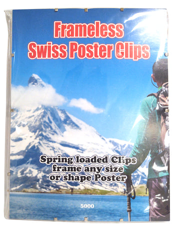 BC Imports Swiss Corner Poster Clips Metal Frame Clips for Posters up to 30 x 30 inches, 1 Set of 8 Clips