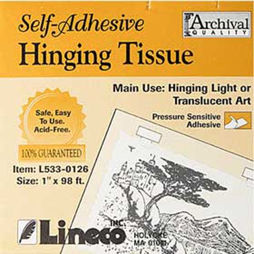 Lineco Self-Adhesive Mounting Hinging Tissue, 1 x 98