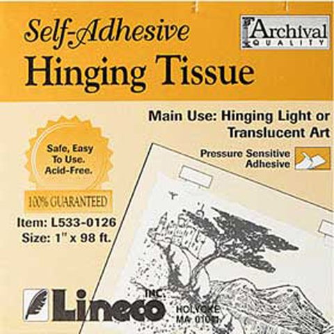 Lineco Self-Adhesive Mounting Hinging Tissue, 1" x 98'