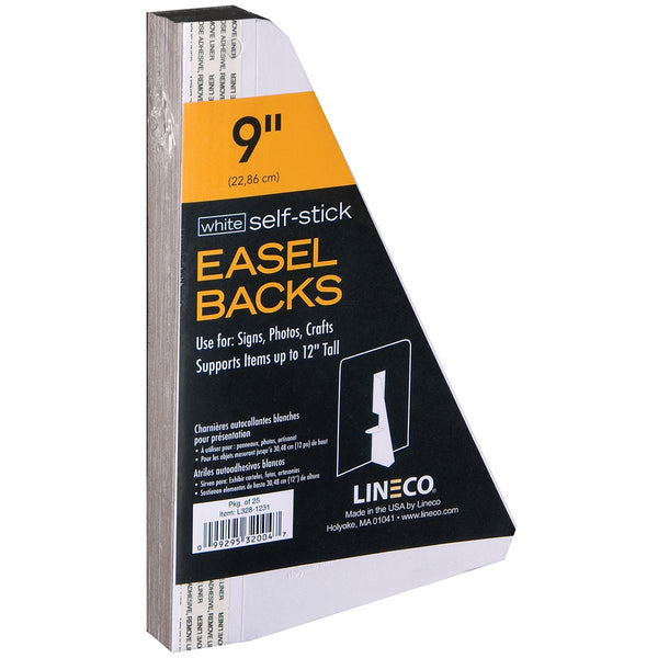 Lineco White Single Self-Stick Chipboard Easel Backs 25/Pkg-Wing, 9"