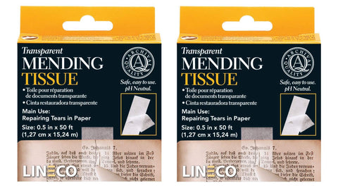 Lineco Transparent Mending Tissue 1/2"x50', Set of 2