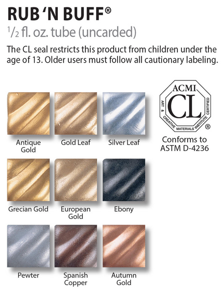 Full Color Chart Rub 'n Buff Metallic Wax Finish