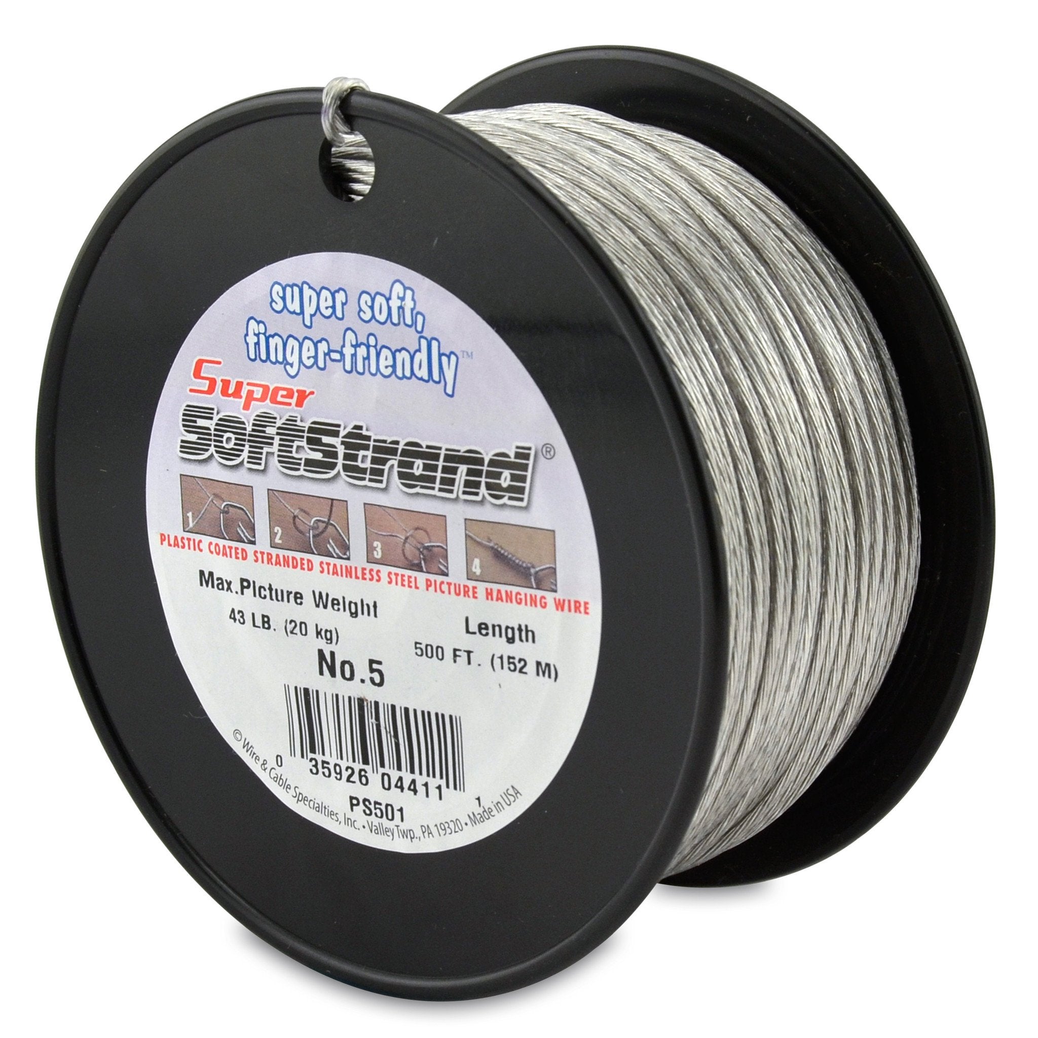 Super Softstrand, Vinyl-Coated Stranded Stainless Steel Picture Wrapping  Wire, Various Sizes